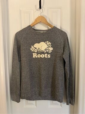 Roots Gray Crewneck Sweater with White Logo